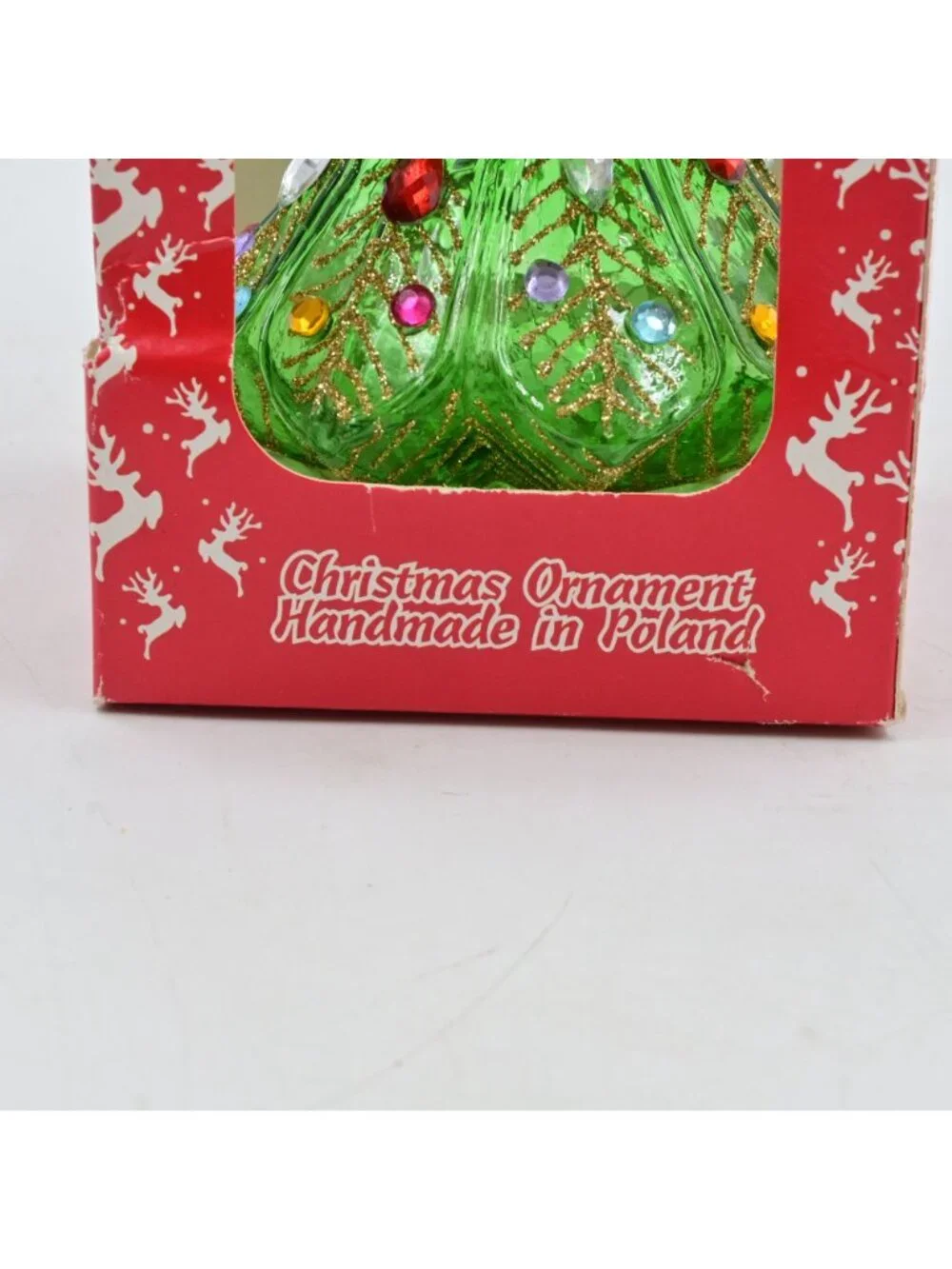 Szklo-Dekor Glass Christmas Tree Ornament Gems Glitter Handmade In Poland Box
